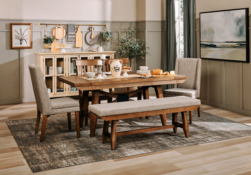 Cedar Dining Chair with Polyester Fabric, Pine Wood - Beige