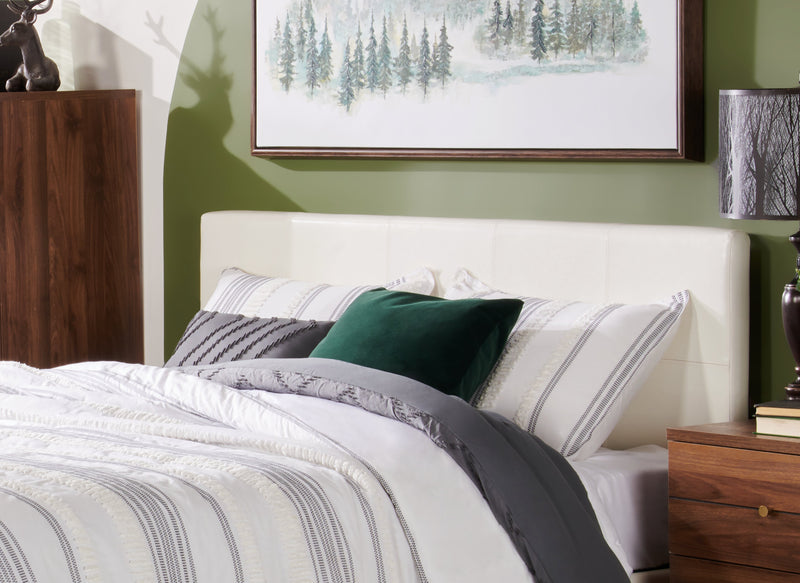 Chase Upholstered Bed in White Vegan-Leather Fabric - Full Size