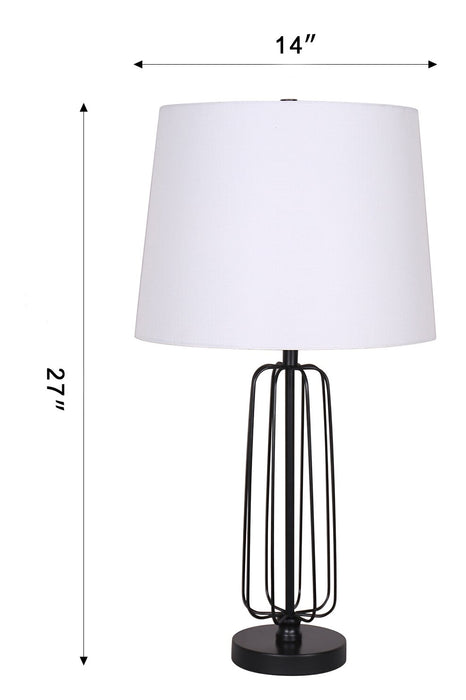 Kort & Co. Clare 27\" Matte Black 2-Piece Set, with Two Table Lamps and USB Charging