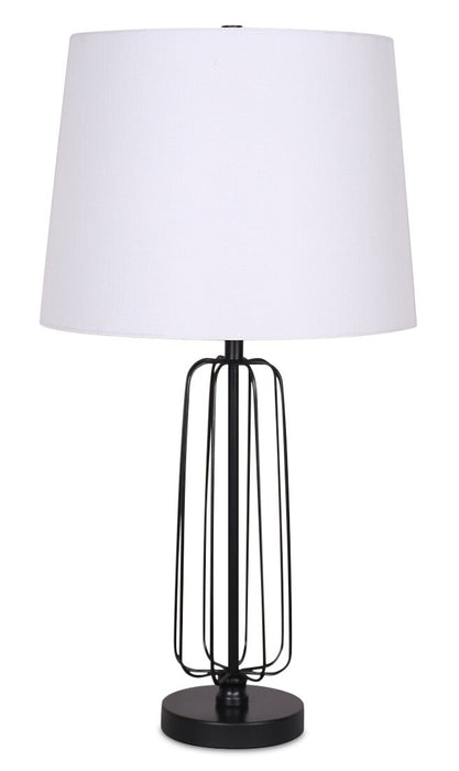 Kort & Co. Clare 27\" Matte Black 2-Piece Set, with Two Table Lamps and USB Charging