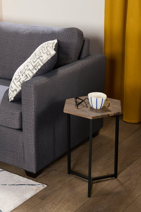 Cleo 15.7\" Chairside Table - Brown with Black Metal Legs