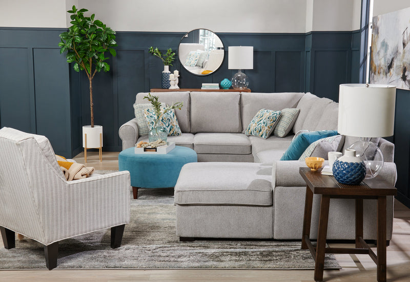 Made in Canada Sofa Lab Customizable Club 29\" Fabric Accent Chair with Wood Legs - Dolphin White