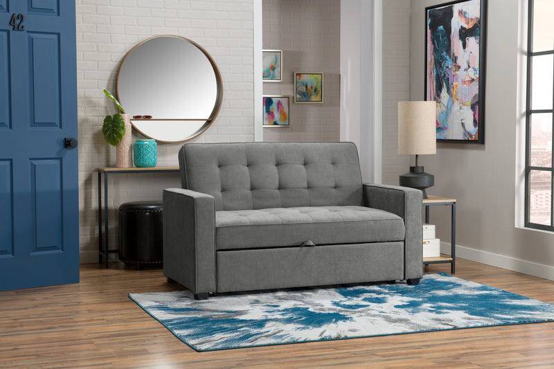 Cory 59\" Velvet Fabric Klik Klak Futon with Tufting - Grey