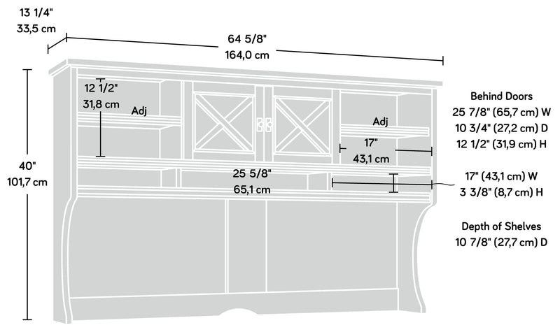 Costa 64.57\"  Commercial Grade Large Hutch with Shelves & Cabinet - Chalked Chestnut