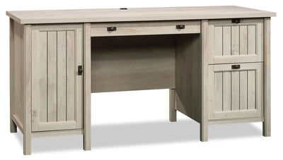Costa 59.06" Commercial Grade Computer Office Desk with 2-Drawers & Cabinet - Chalked Chestnut|Bureau d’ordinateur Costa de 59,06 po de qualité commerciale à 2 tiroirs avec armoire - marron blanchi