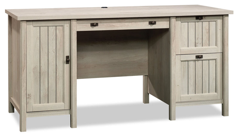 Costa 59.06\"  Commercial Grade Computer Office Desk with 2-Drawers & Cabinet - Chalked Chestnut
