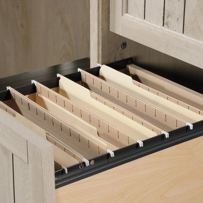 Costa 59.06\"  Commercial Grade Computer Office Desk with 2-Drawers & Cabinet - Chalked Chestnut