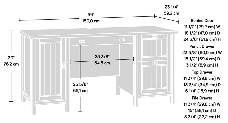 Costa 59.06\"  Commercial Grade Computer Office Desk with 2-Drawers & Cabinet - Chalked Chestnut
