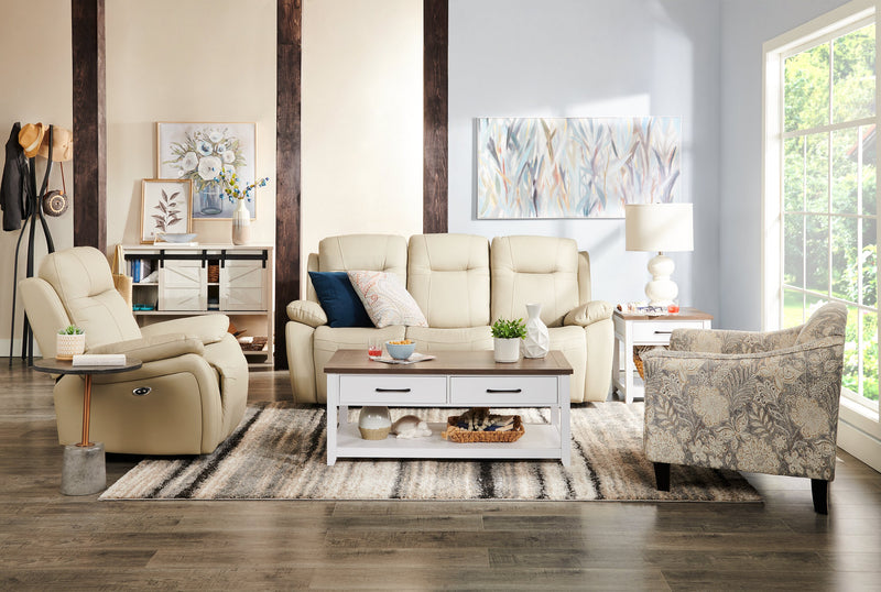 Kort & Co. Logan 22\" Traditional End Table with Storage and Shelf - White and Walnut Oak