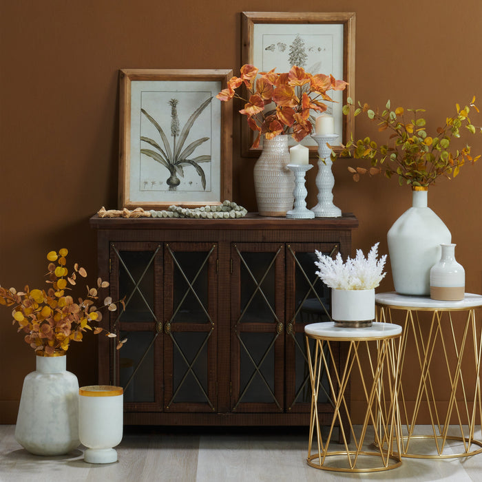 Dalilah 16\" 2-Pack Accent Table Package - White Marble with Gold Base