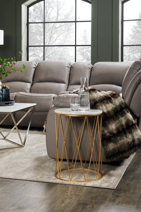 Dalilah 16\" 2-Pack Accent Table Package - White Marble with Gold Base