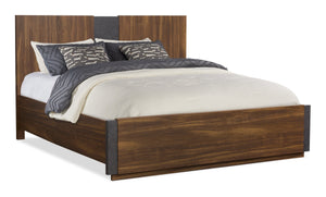 Scott Living Dante Panel Bed with Headboard & Frame, Brown - Queen Size