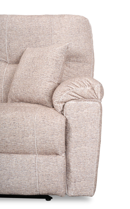 Made in Canada Dawson 87\" Fabric Power Reclining Sofa with USB Port and Accent Pillows - Beige