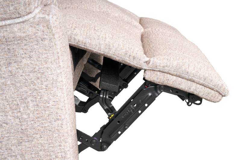 Made in Canada Dawson 87\" Fabric Power Reclining Sofa with USB Port and Accent Pillows - Beige