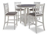 Dena 5pc Counter-Height Dining Set with Table & Chairs, 42-60\"W Extension, Round  - Dove Grey
