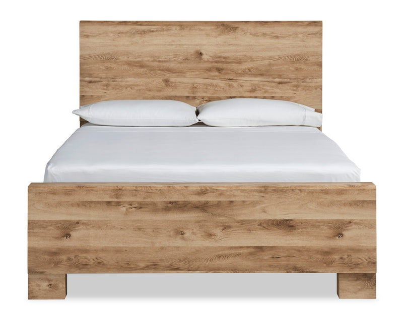 Derekson Panel Bed with Headboard & Frame, Natural - King Size