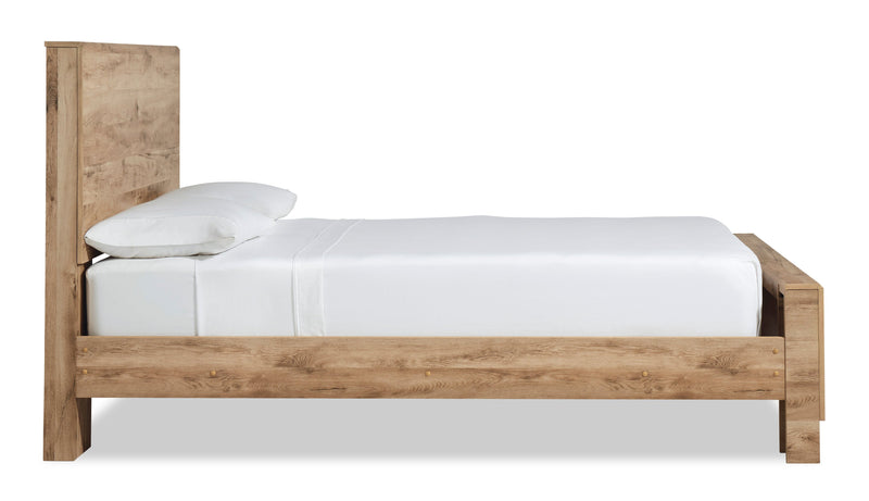 Derekson Panel Bed with Headboard & Frame, Natural - King Size