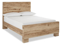 Derekson Panel Bed with Headboard & Frame, Natural - Queen Size