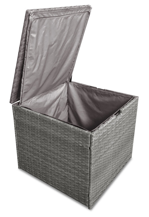 Dominica 4-Piece Outdoor Patio Set with 2 Loveseats, Storage End Table & Glass Top Coffee Table - Hand-Woven Resin Wicker, UV & Weather Resistant - Grey