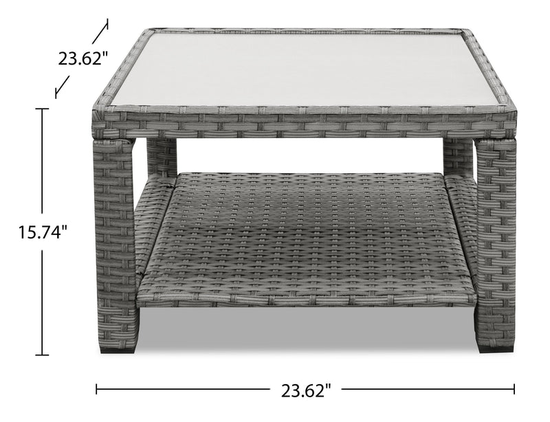 Dominica 4-Piece Outdoor Patio Set with 2 Loveseats, Storage End Table & Glass Top Coffee Table - Hand-Woven Resin Wicker, UV & Weather Resistant - Grey