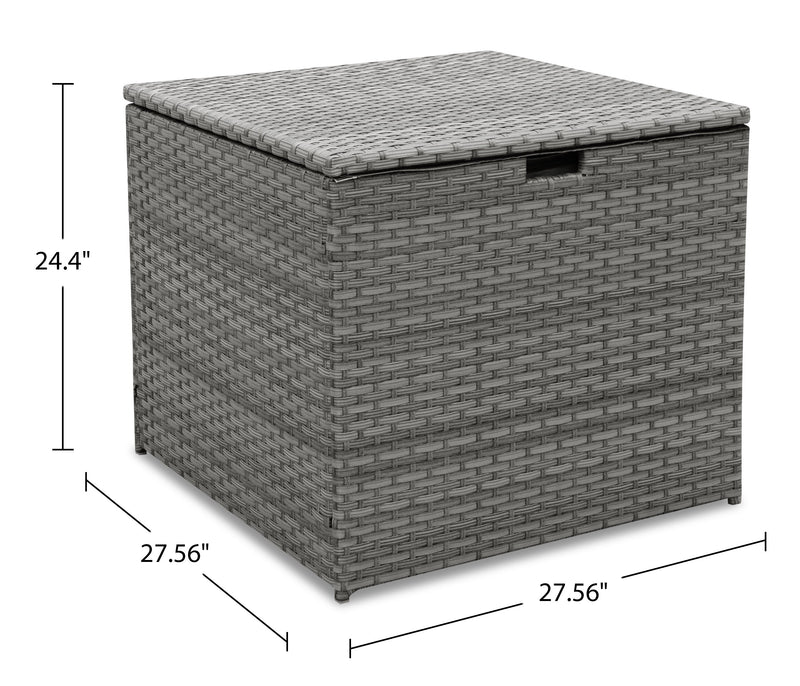 Dominica 4-Piece Outdoor Patio Set with 2 Loveseats, Storage End Table & Glass Top Coffee Table - Hand-Woven Resin Wicker, UV & Weather Resistant - Grey
