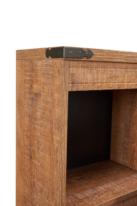 Driftwood Mates Bed with Bookcase Headboard Set for Kids, Brown - Twin Size