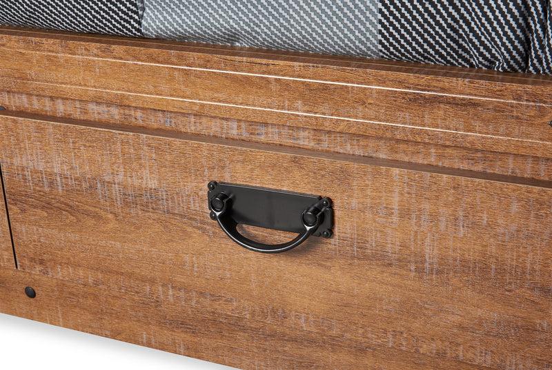 Driftwood Mates Bed with Bookcase Headboard Set for Kids, Brown - Twin Size