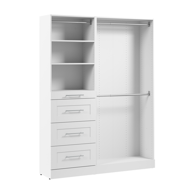 Bestar Florence 61" Modular Reach-In/Walk-In Closet System with Rods, Shelves and Drawers Shaker Style - White|Système de garde-robe et pièce-penderie modulaire Florence de Bestar de 61 po avec tringles, tablettes et tiroirs de style Shaker - blanc