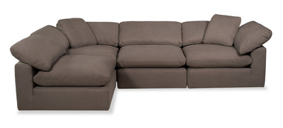 Eclipse 4-Piece Linen-Look Fabric Modular Sectional - Slate