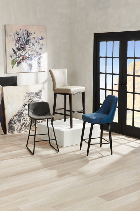 Eden Counter-Height Stool with Linen-Look Fabric, Metal - Blue