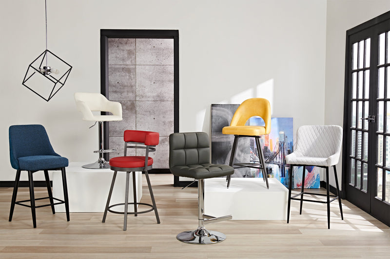 Eden Counter-Height Stool with Linen-Look Fabric, Metal - Blue