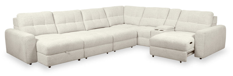 Scott Living Elevate Modular 7-Piece Left-Facing Chenille Fabric Power Sliding Sectional with Storage - Beige