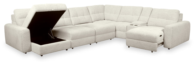 Scott Living Elevate Modular 7-Piece Left-Facing Chenille Fabric Power Sliding Sectional with Storage - Beige