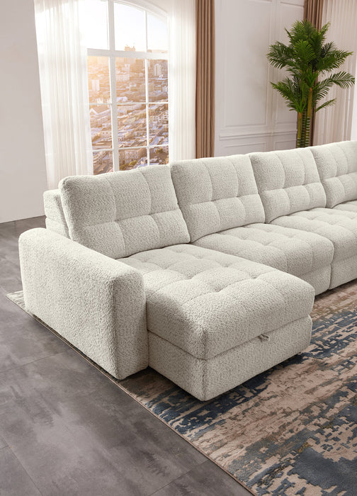 Scott Living Elevate Modular 7-Piece Left-Facing Chenille Fabric Power Sliding Sectional with Storage - Beige