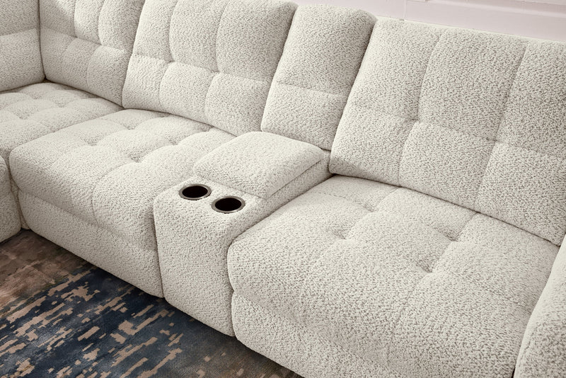 Scott Living Elevate Modular 7-Piece Left-Facing Chenille Fabric Power Sliding Sectional with Storage - Beige