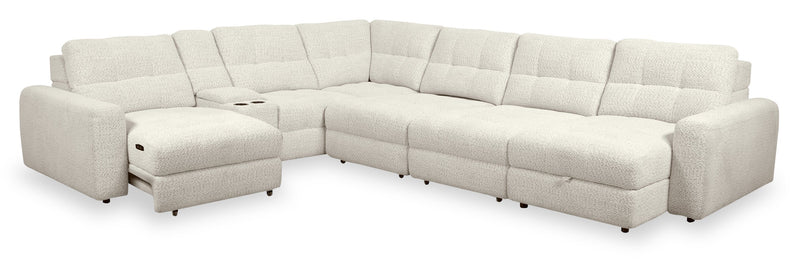 Scott Living Elevate Modular 7-Piece Right-Facing Chenille Fabric Power Sliding Sectional with Storage - Beige