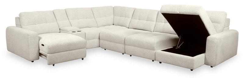 Scott Living Elevate Modular 7-Piece Right-Facing Chenille Fabric Power Sliding Sectional with Storage - Beige