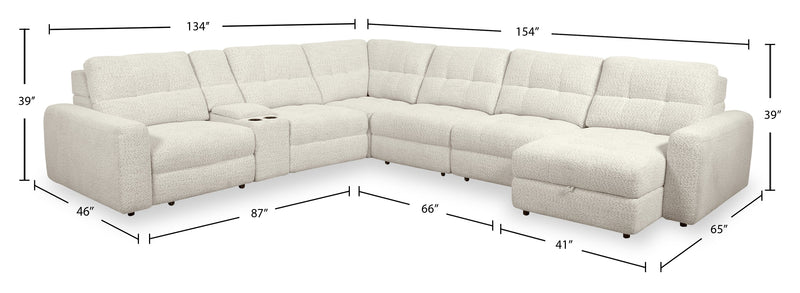 Scott Living Elevate Modular 7-Piece Right-Facing Chenille Fabric Power Sliding Sectional with Storage - Beige