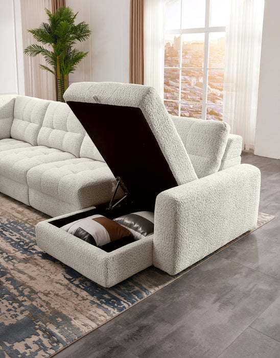 Scott Living Elevate Modular 7-Piece Right-Facing Chenille Fabric Power Sliding Sectional with Storage - Beige