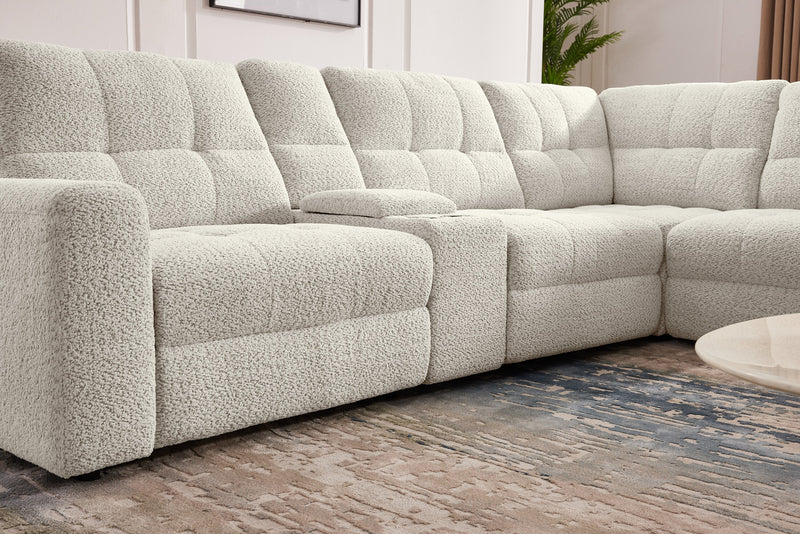 Scott Living Elevate Modular 7-Piece Right-Facing Chenille Fabric Power Sliding Sectional with Storage - Beige