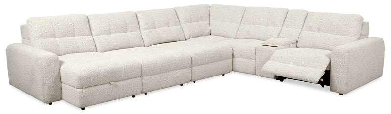 Scott Living Elevate Modular 7-Piece Left-Facing Chenille Fabric Power Reclining and Sliding Sectional - Beige
