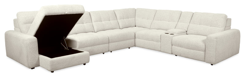 Scott Living Elevate Modular 7-Piece Left-Facing Chenille Fabric Power Reclining and Sliding Sectional - Beige