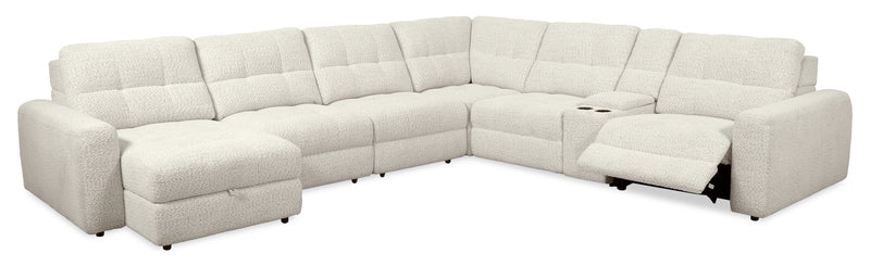 Scott Living Elevate Modular 7-Piece Left-Facing Chenille Fabric Power Reclining and Sliding Sectional - Beige