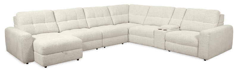 Scott Living Elevate Modular 7-Piece Left-Facing Chenille Fabric Power Reclining and Sliding Sectional - Beige