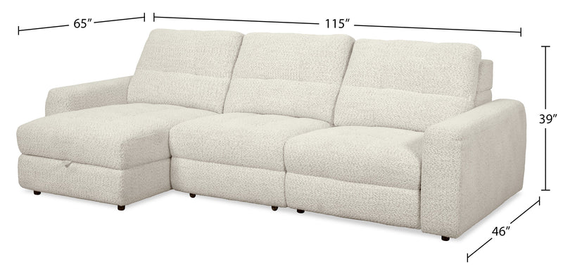 Scott Living Elevate Modular 3-Piece Left-Facing Chenille Fabric Power Reclining and Sliding Sectional - Beige