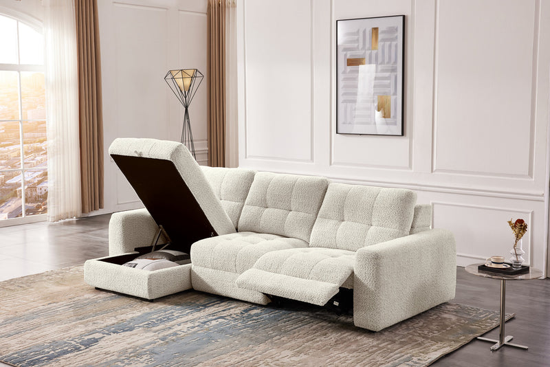 Scott Living Elevate Modular 3-Piece Left-Facing Chenille Fabric Power Reclining and Sliding Sectional - Beige
