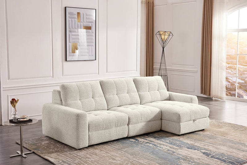 Scott Living Elevate Modular 3-Piece Right-Facing Chenille Fabric Power Reclining and Sliding Sectional - Beige