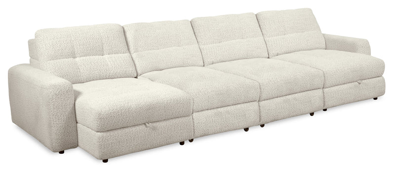 Scott Living Elevate Modular 4-Piece Chenille Fabric Power Sliding Sectional with Two Storage Chaises - Beige