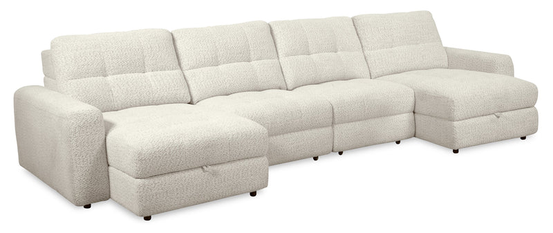 Scott Living Elevate Modular 4-Piece Chenille Fabric Power Sliding Sectional with Two Storage Chaises - Beige