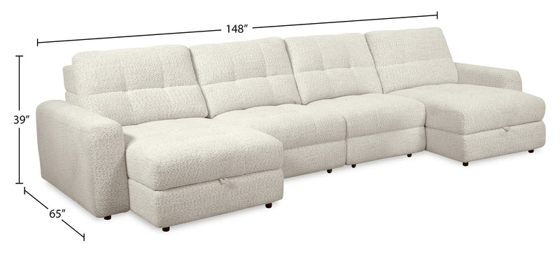 Scott Living Elevate Modular 4-Piece Chenille Fabric Power Sliding Sectional with Two Storage Chaises - Beige